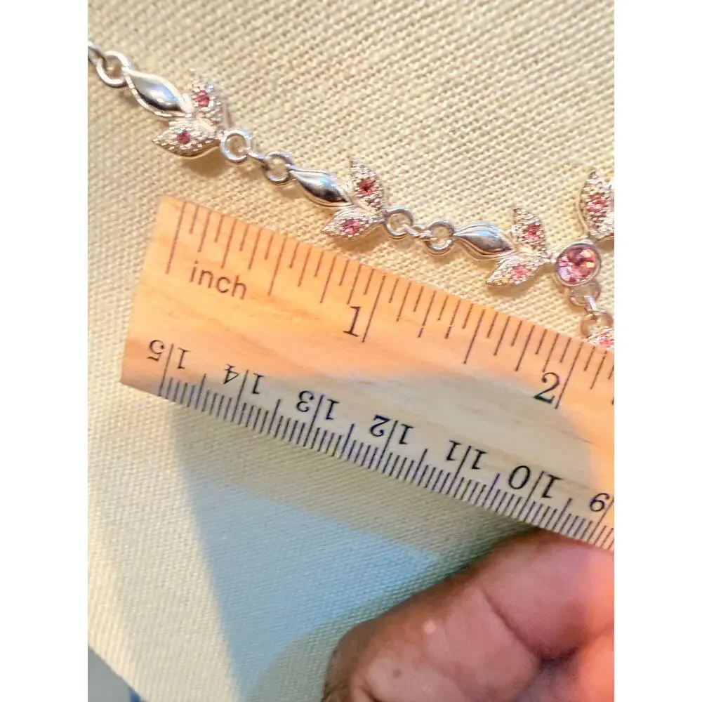 Vintage Elemento Pink Crystal Pendant Necklace 16”+3”